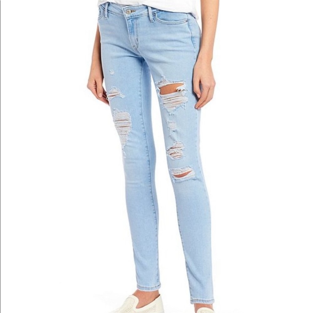 Levi's 711 SKINNY WOMEN'S JEANS Azure Trashed Whit